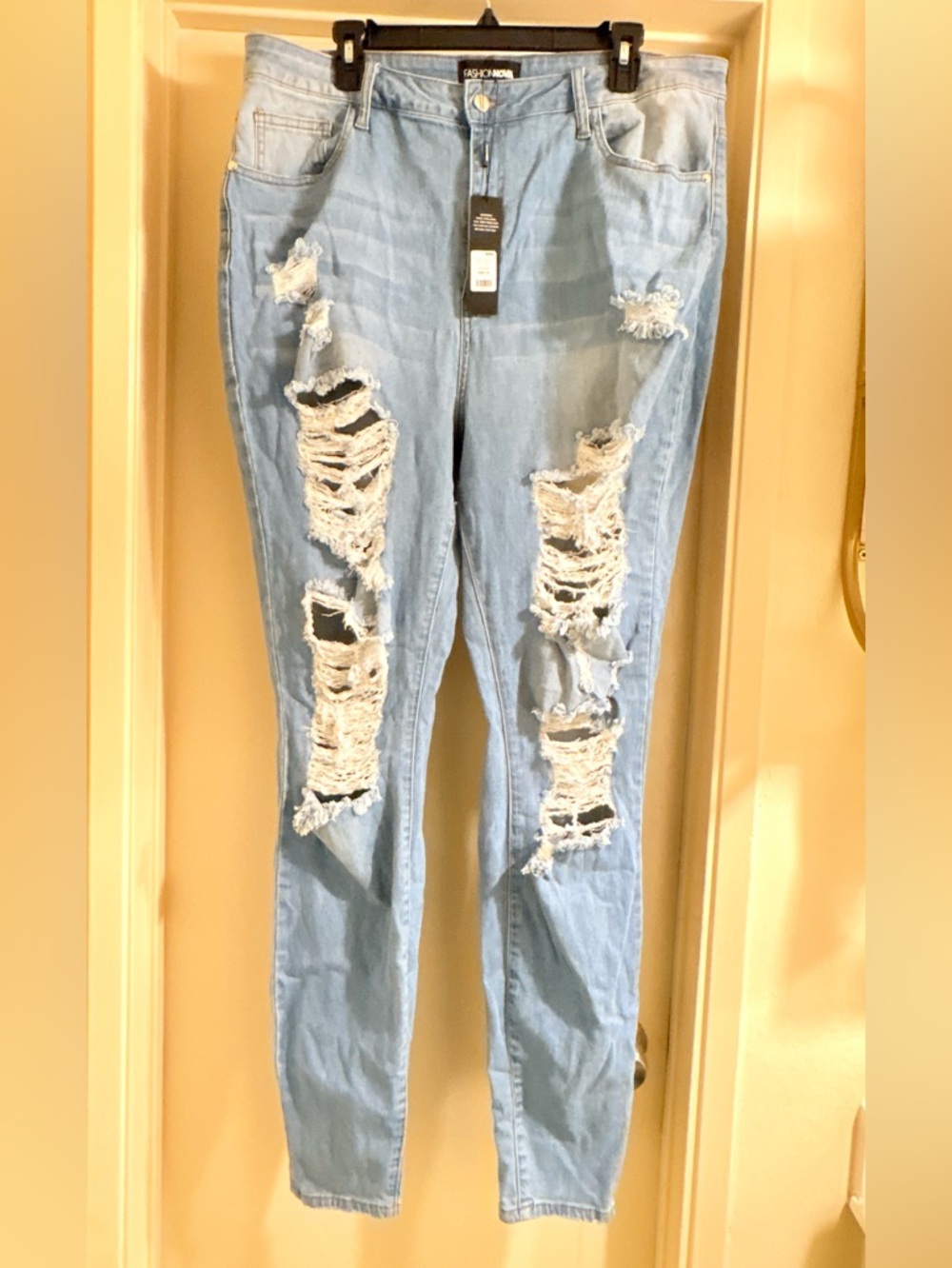 Fashion Nova Light Wash Distressed Skinny Jeans